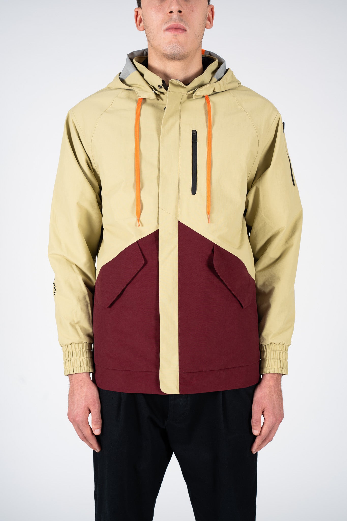 Giacca bicolore khaki e rosso