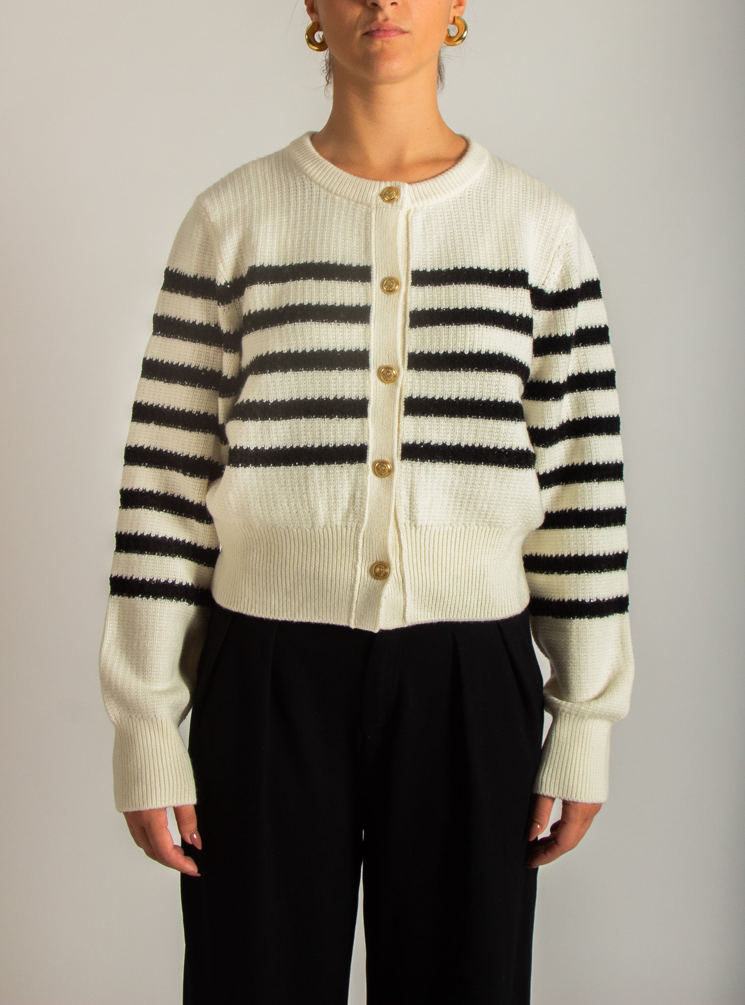 Cardigan girocollo righe