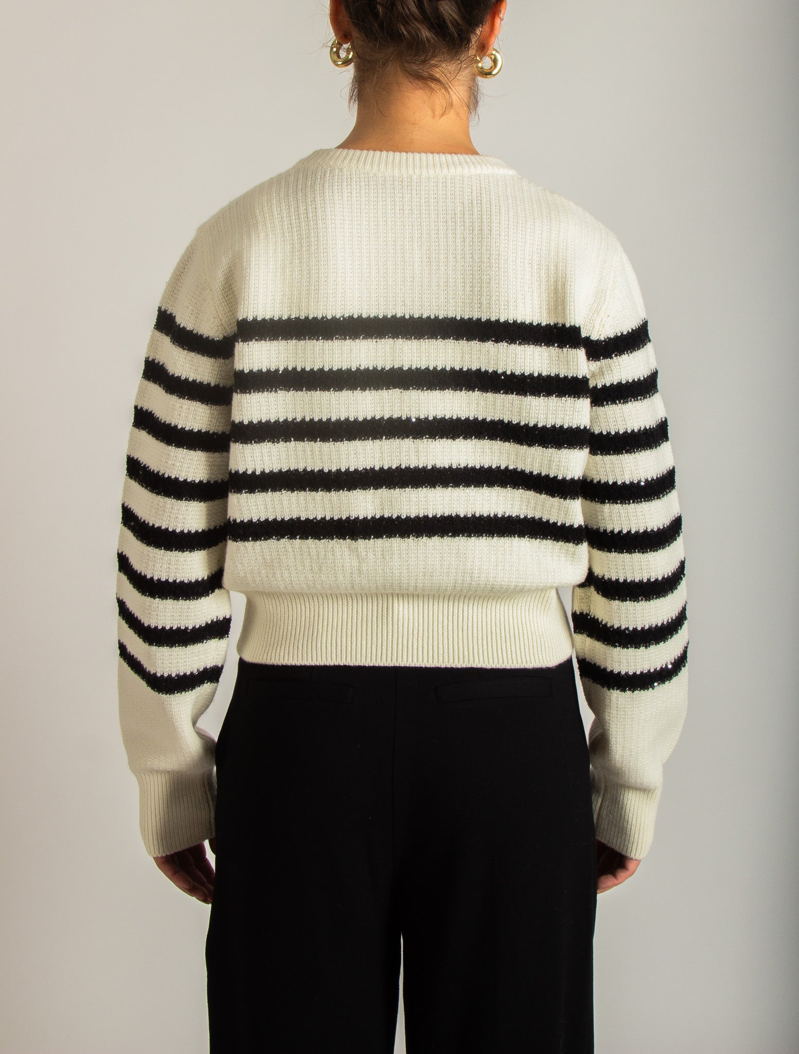 Cardigan girocollo righe