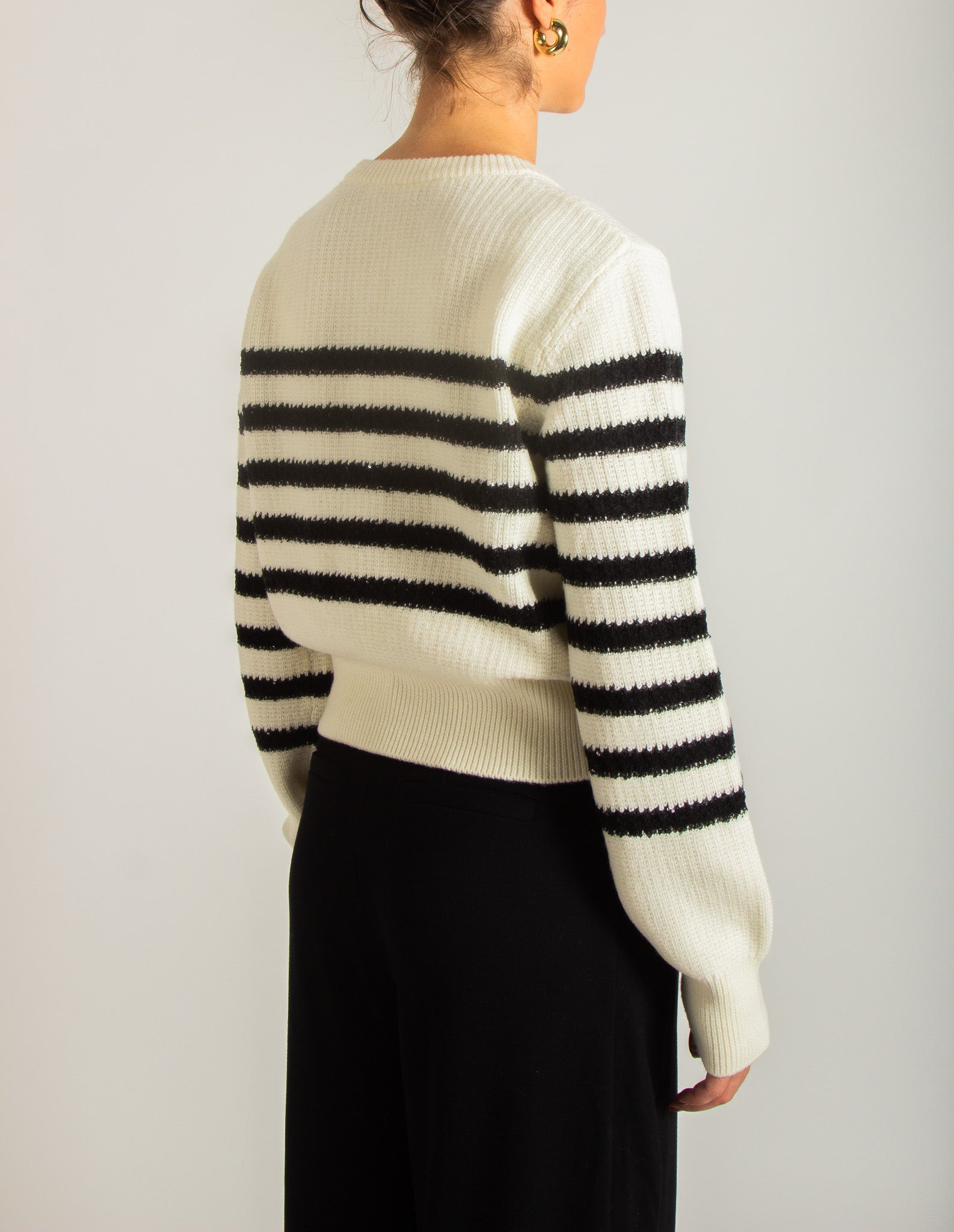 Cardigan girocollo righe