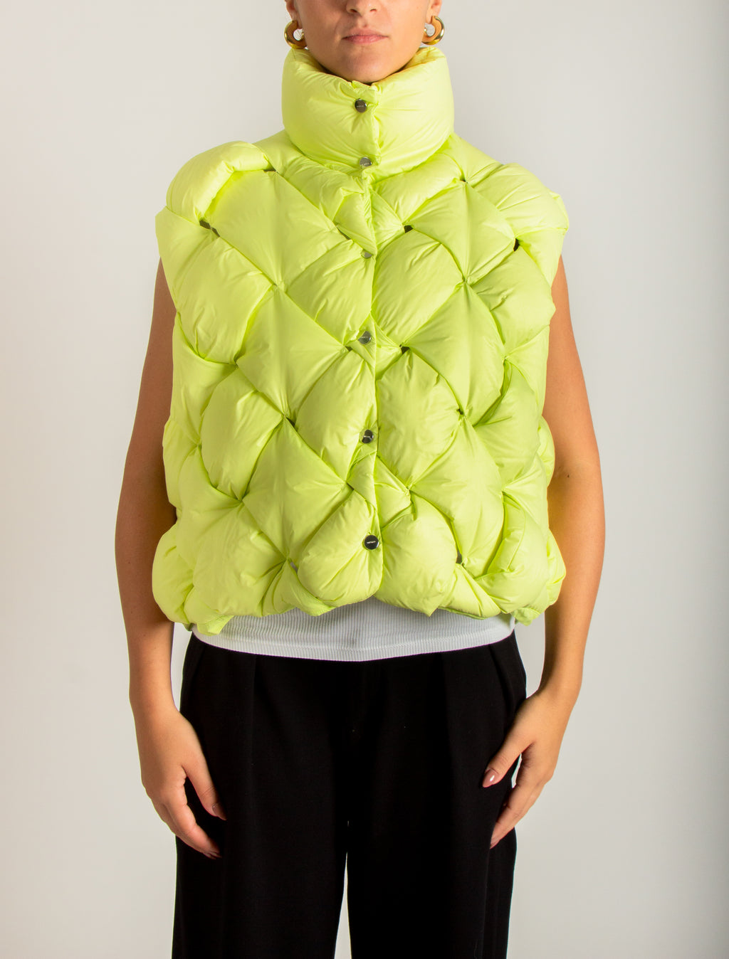 Piumino senza maniche handmade intrecciato