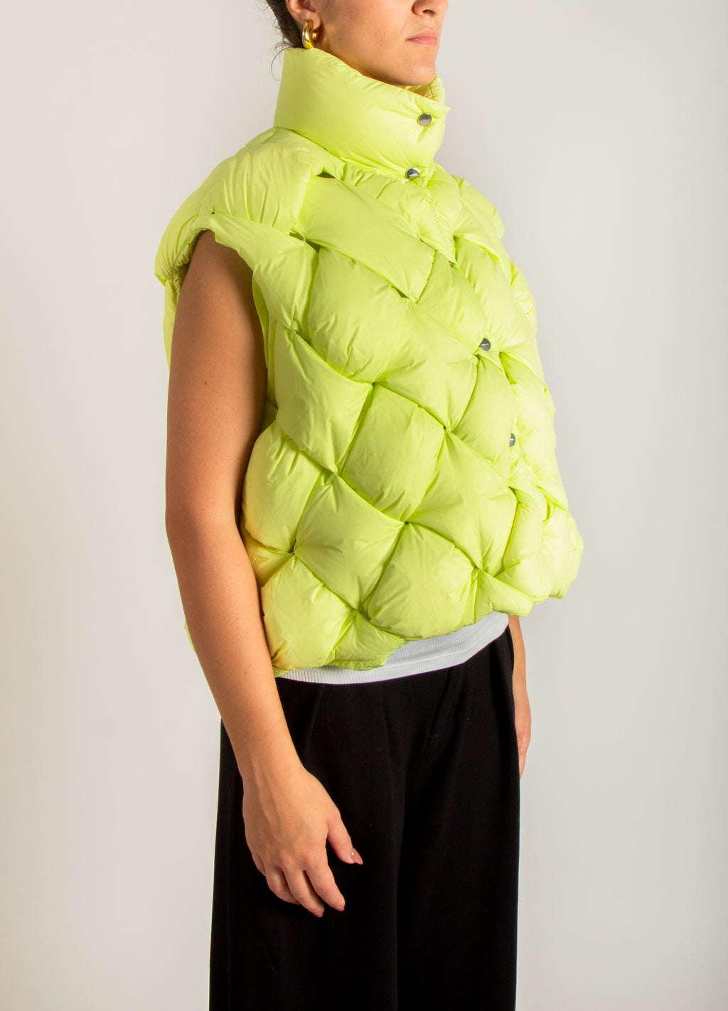 Piumino senza maniche handmade intrecciato