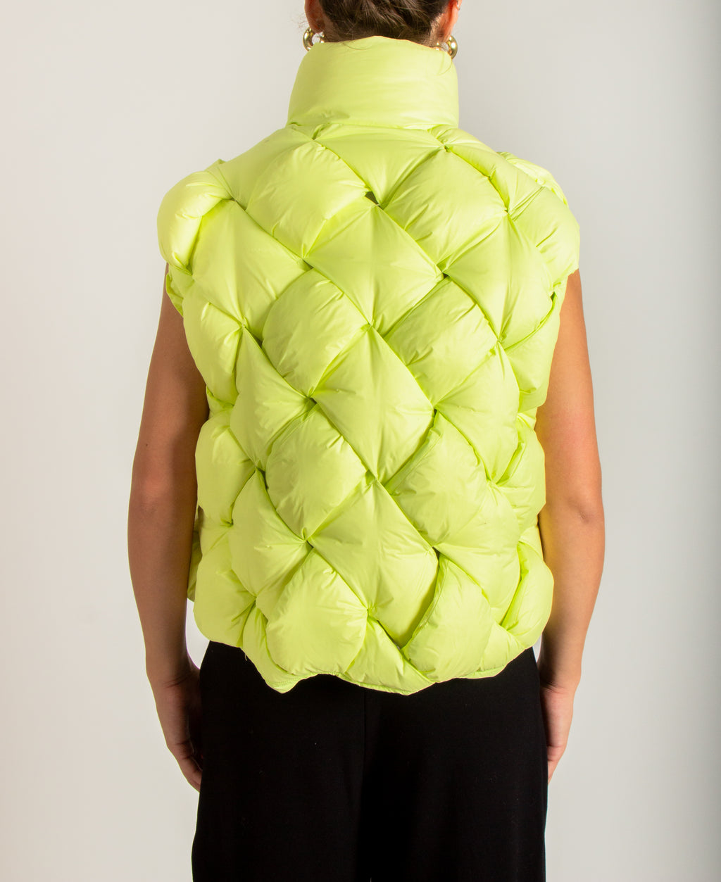 Piumino senza maniche handmade intrecciato