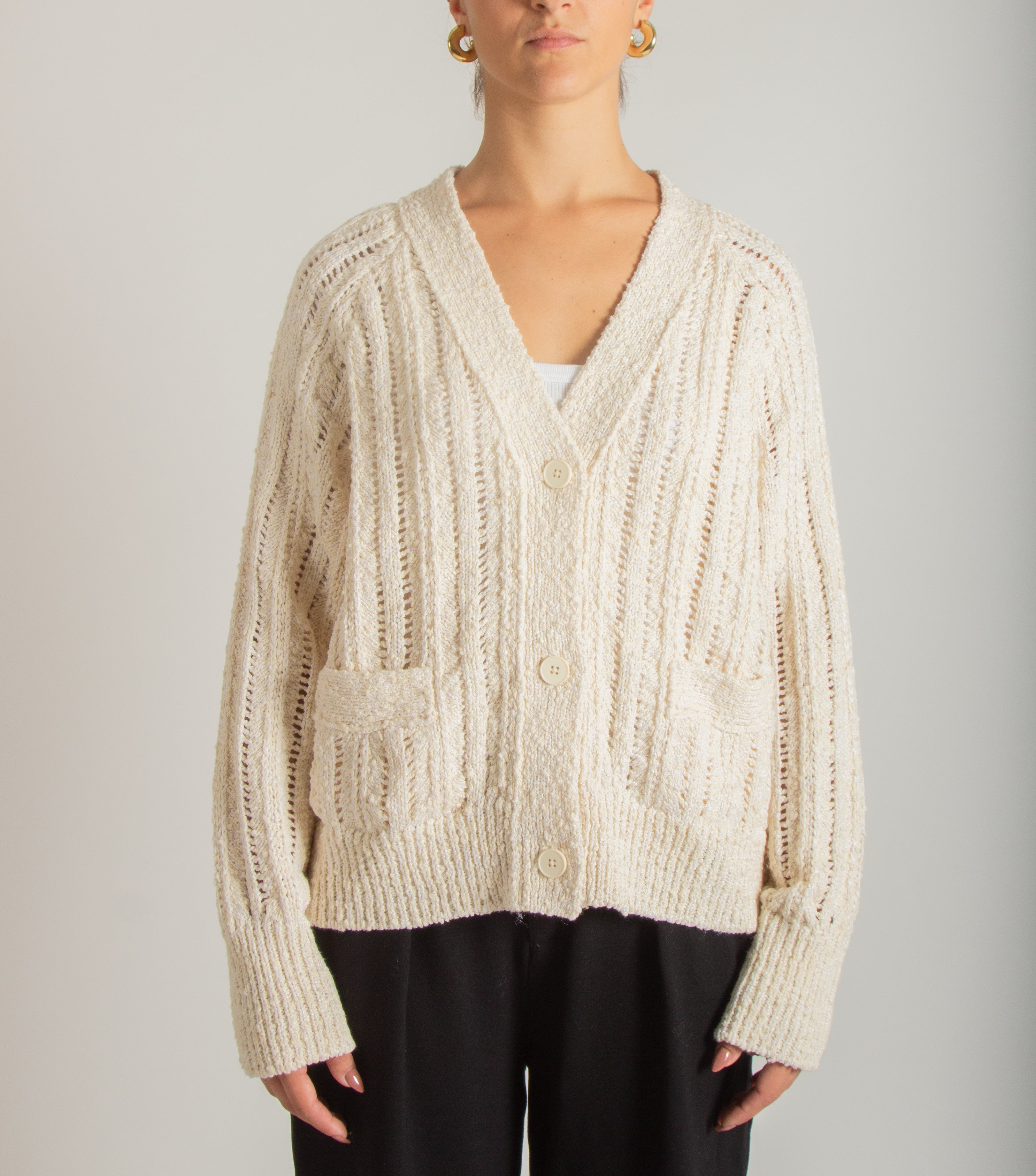 Cardigan in maglia traforata