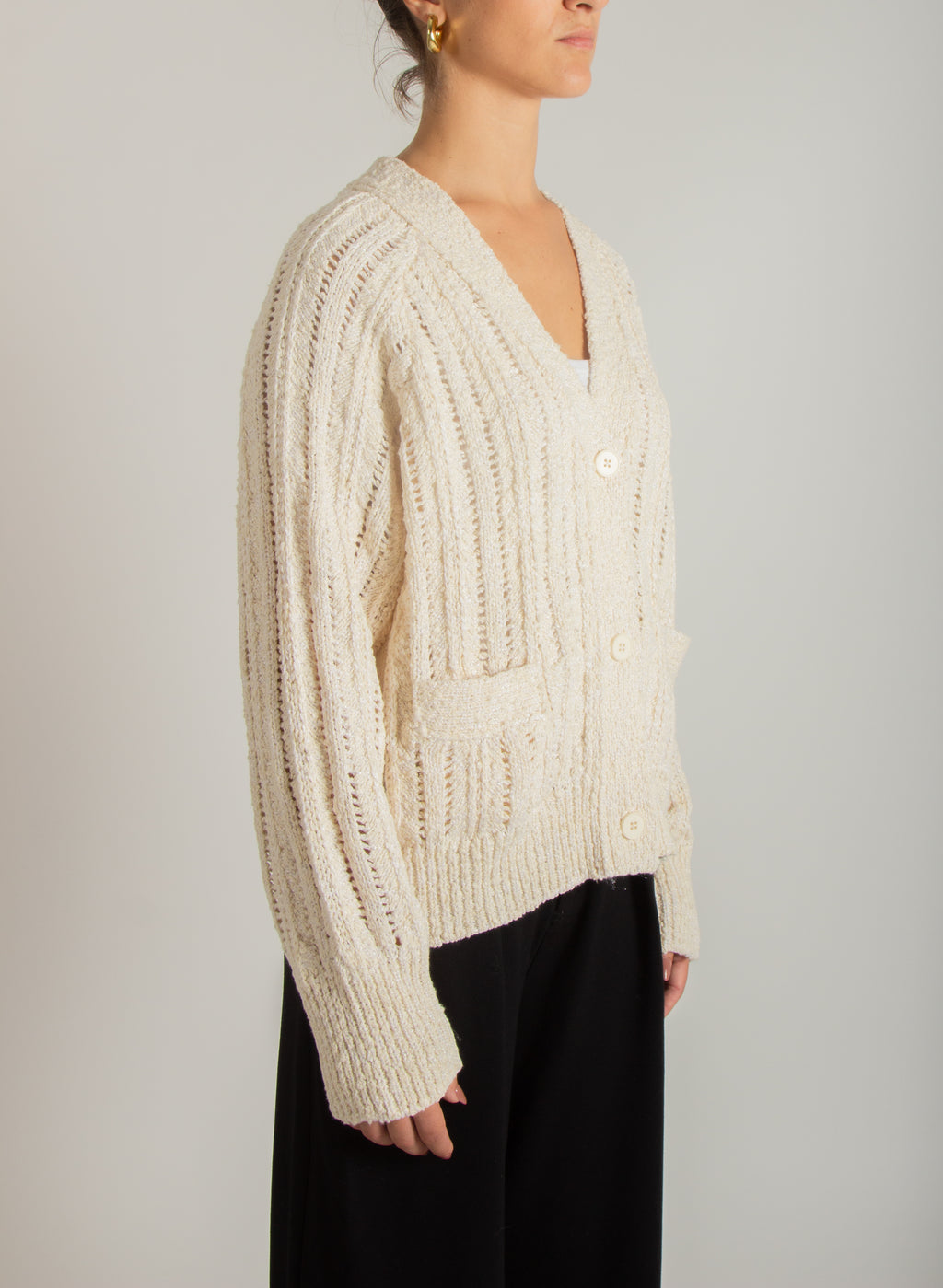 Cardigan in maglia traforata