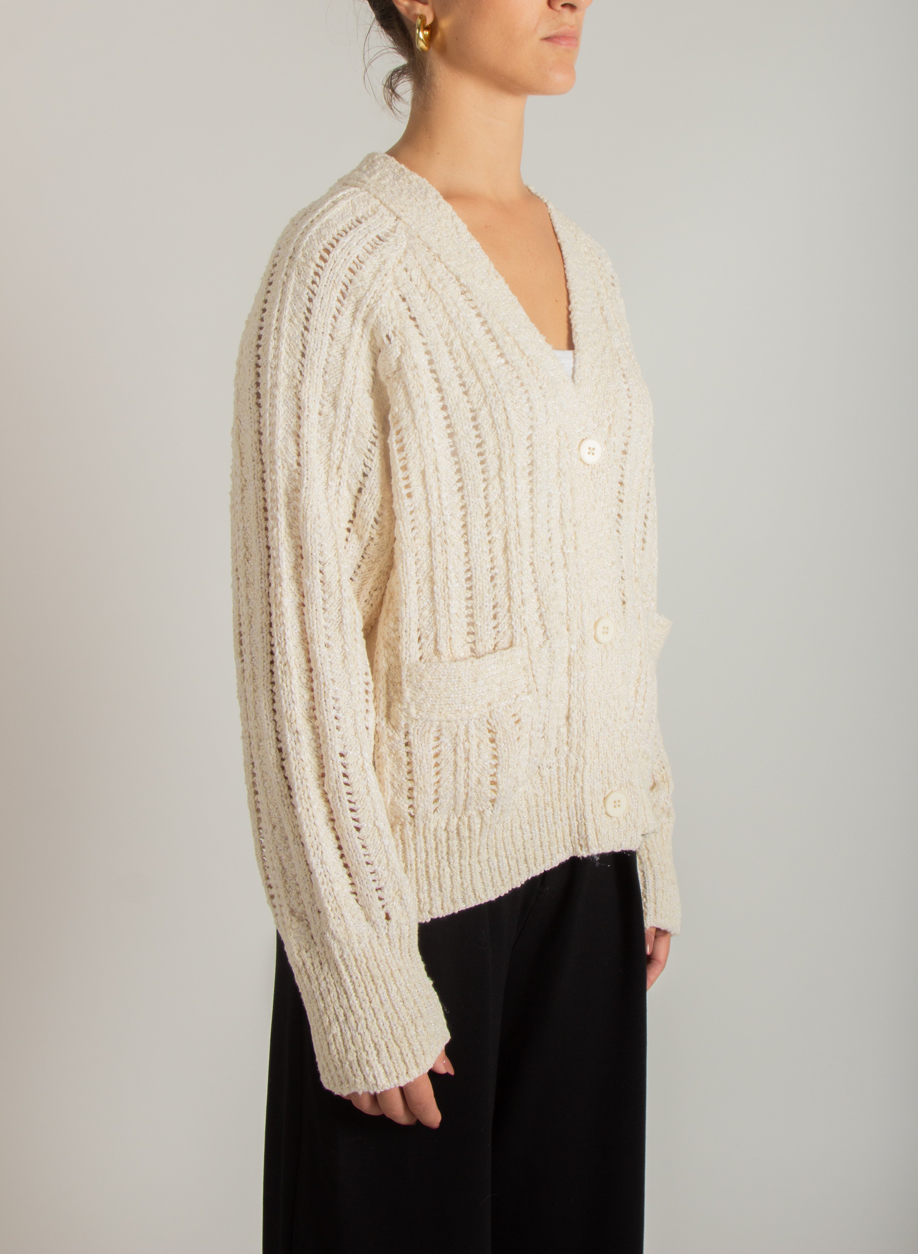 Cardigan in maglia traforata