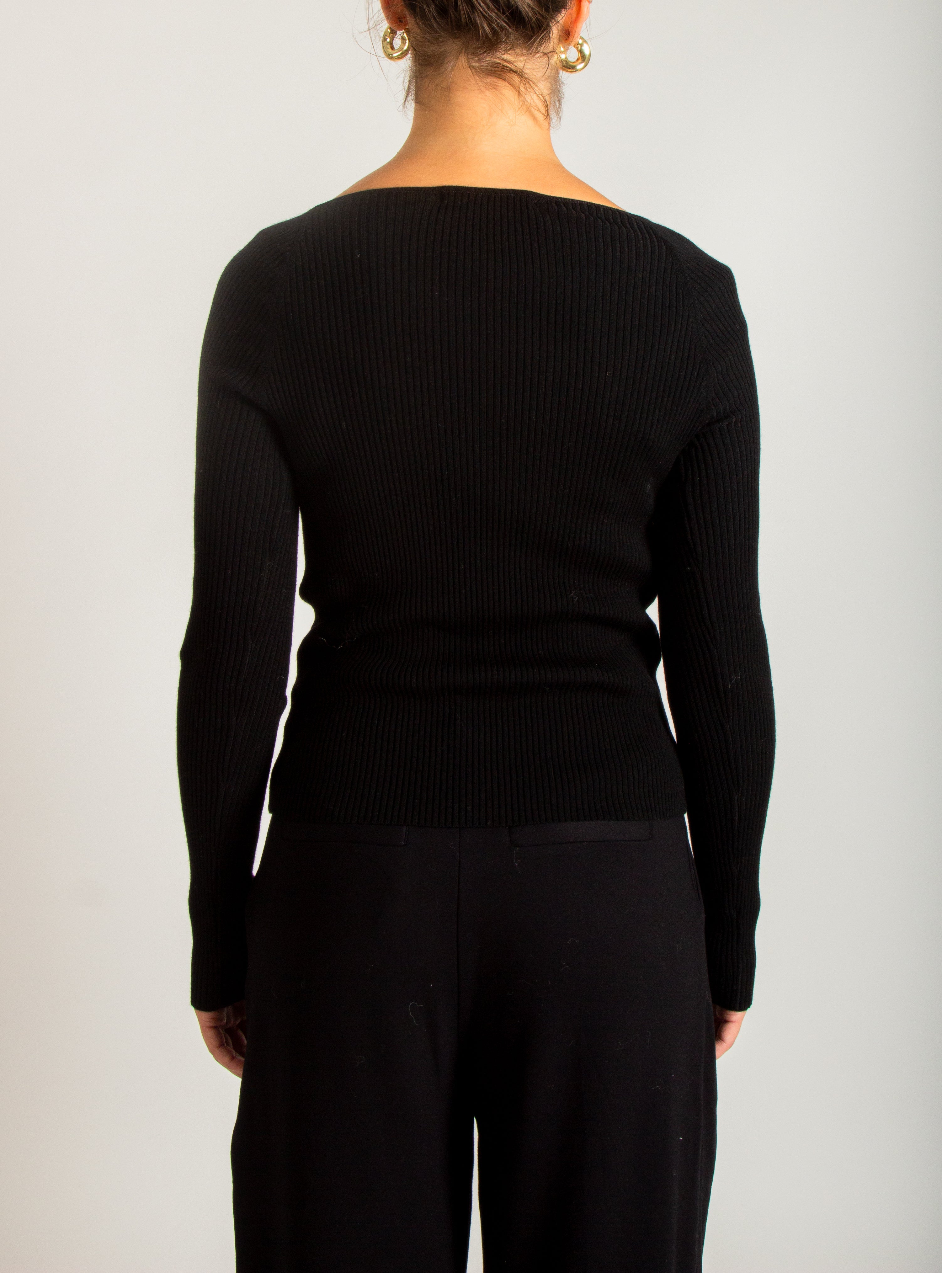 Cardigan in maglia a coste sottili con scollo a cuore