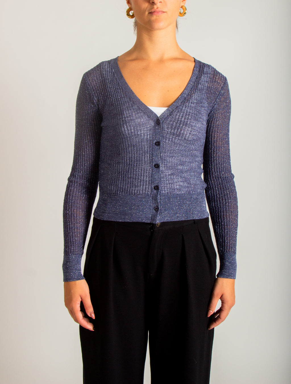 Cardigan leggero con filato lurex