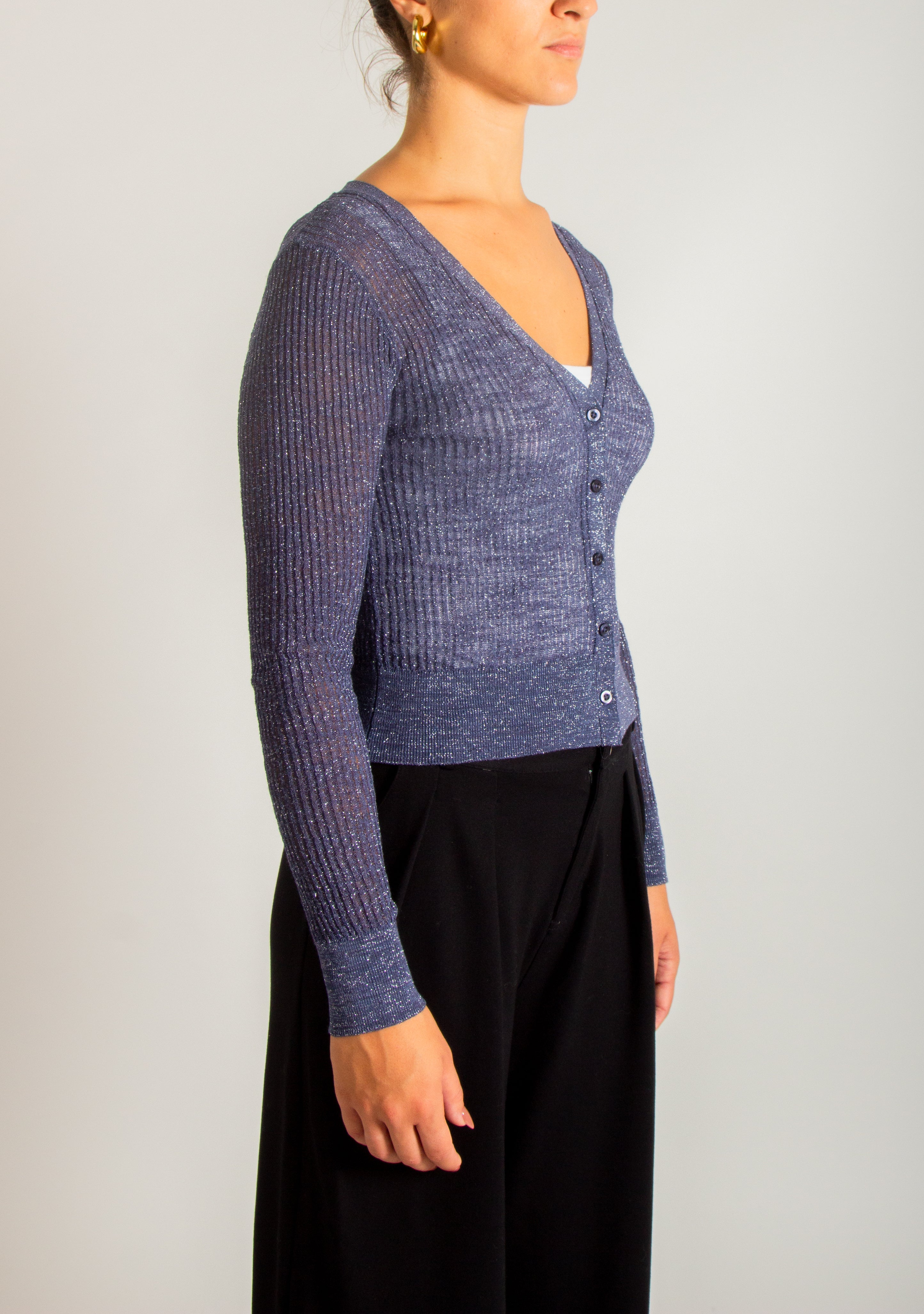 Cardigan leggero con filato lurex